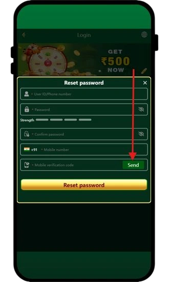click on register button to get the reset password OTP