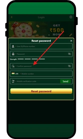 confirm password to reset