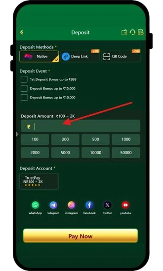enter deposit amount