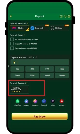 select deposit method