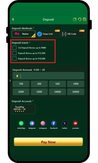 select deposit event